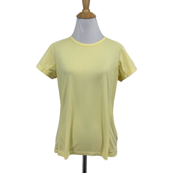Columbia T Shirt Women M Medium Pastel Yellow Titanium Crew Neck Performance Tee - Picture 1 of 12